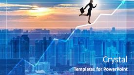  Presentation with climbing - Slide set with businesswoman-climbing-bar-charts background and a teal colored foreground