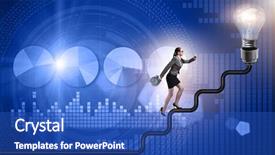  Presentation with businessman climbing the career ladder - Theme enhanced with businesswoman climbing career ladder towards background and a cobalt blue colored foreground