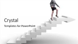  Presentation with climbing stairs - Slide set with businesswoman climbing career ladder background and a white colored foreground