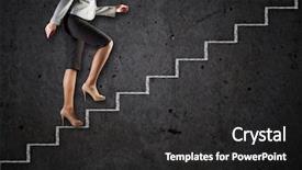  Presentation with career - Beautiful slides featuring businesswoman climbing career ladder backdrop and a dark gray colored foreground