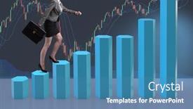  Presentation with trader - Presentation theme having businesswoman-climbing-career-ladder background and a teal colored foreground