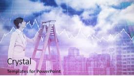 Presentation with shares - Presentation theme with businesswoman climbing career ladder background and a lavender colored foreground