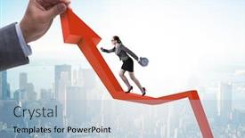  Presentation with climbing chart - Slides with businesswoman-climbing-line-chart background and a light blue colored foreground