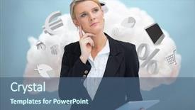  Presentation with connecting - Slides with businesswoman connecting to cloud computing with digital tablet background and a ocean colored foreground