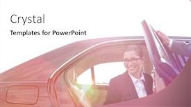  Presentation with car - Presentation enhanced with businesswoman-disembarking-from-car background and a white colored foreground