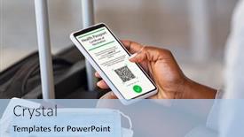  Presentation with digital health - Presentation design with businesswoman-displaying-health-passport background and a light blue colored foreground