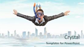 Presentation with free cannabis - Audience pleasing presentation theme consisting of businesswoman diver in free fall backdrop and a sky blue colored foreground