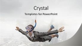  Presentation with free globalization - Beautiful PPT layouts featuring businesswoman diver in free fall backdrop and a white colored foreground