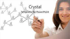  Presentation with social - Beautiful slide deck featuring businesswoman drawing a social network backdrop and a white colored foreground