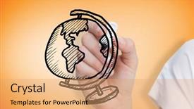  Presentation with microwave imaging image of modern - Beautiful slides featuring businesswoman drawing globe against orange backdrop and a coral colored foreground