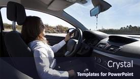  Presentation with sports car - Colorful slide set enhanced with businesswoman driving a sports car backdrop and a wine colored foreground