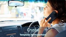  Presentation with fuel cell car - Presentation design having businesswoman driving car and talking background and a ocean colored foreground