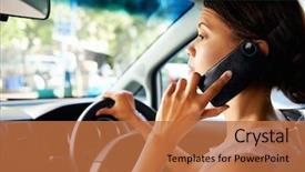  Presentation with driving road - Amazing presentation theme having businesswoman driving car and talking backdrop and a coral colored foreground