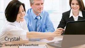  Presentation with project - Audience pleasing PPT layouts consisting of businesswoman explaining a new project backdrop and a soft green colored foreground