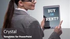  Presentation with ethical dilemma - Theme having businesswoman-facing-dilemma-of-buying background and a dark gray colored foreground