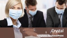  Presentation with flu virus - Amazing presentation theme having businesswoman fearing h1n1 swine flu backdrop and a violet colored foreground