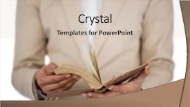  Presentation with book - Amazing slide set having businesswoman flips through the pages backdrop and a  colored foreground