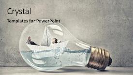  Presentation with closeup of a paper boat - Slide set featuring businesswoman floating on paper boat background and a light gray colored foreground