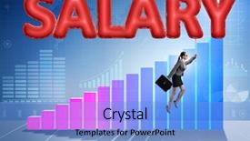  Presentation with salary and benfits - Colorful PPT theme enhanced with businesswoman flying in salary concept backdrop and a light blue colored foreground
