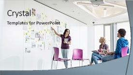  Presentation with create space - Theme consisting of businesswoman giving presentation to colleagues background and a light gray colored foreground