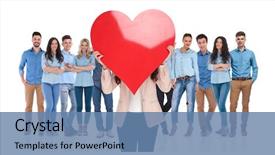  Presentation with leader - Slide deck featuring big red valentine's day background and a teal colored foreground