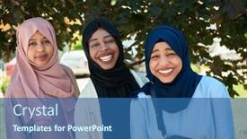  Presentation with islamic - Cool new slide deck with businesswoman-group-portrait-wearing-traditional backdrop and a ocean colored foreground