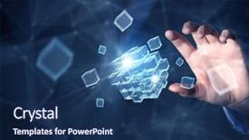  Presentation with problem solving - Cool new slide set with businesswoman hand touch cube backdrop and a ocean colored foreground