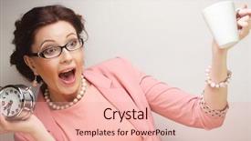  Presentation with cold brew coffee - Slide set consisting of businesswoman having a coffee-break background and a coral colored foreground