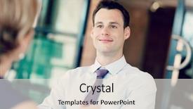  Presentation with discussion - PPT layouts with businesswoman having discussion with collegues background and a sky blue colored foreground