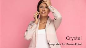  Presentation with bad news - Colorful PPT layouts enhanced with businesswoman-hearing-some-very-bad backdrop and a lemonade colored foreground