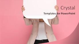  Presentation with bubble - Slides having businesswoman-hiding-behind-a-speech background and a lemonade colored foreground