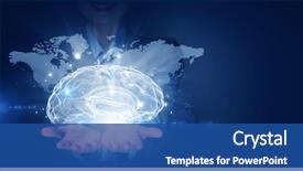  Presentation with brain - Theme enhanced with businesswoman hold brain digital image background and a ocean colored foreground