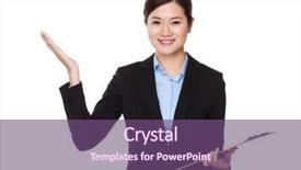  Presentation with hold hand - Audience pleasing PPT layouts consisting of businesswoman hold with clipboard and open hand palm backdrop and a violet colored foreground