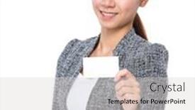  Presentation with condolence white wax candle - Amazing PPT layouts having businesswoman-hold-with-white-namecard backdrop and a light gray colored foreground