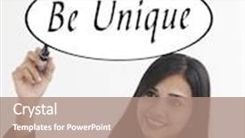  Presentation with writing pen - Presentation design featuring businesswoman holding a marker pen writing -be unique background and a coral colored foreground