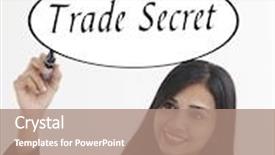  Presentation with trade - Presentation design having businesswoman holding a marker pen writing -trade secret background and a coral colored foreground