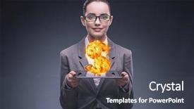  Presentation with american sign language asl - Beautiful presentation featuring businesswoman holding burning american dollar backdrop and a dark gray colored foreground