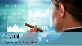  Presentation with binary blue - Cool new theme with businesswoman holding cigar against blue backdrop and a light blue colored foreground