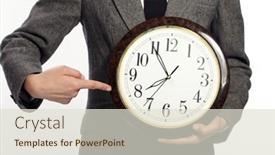  Presentation with holding hands - Amazing slides having businesswoman-holding-clock-in-hands backdrop and a lemonade colored foreground