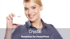  Presentation with credit card - Colorful slides enhanced with businesswoman holding credit card isolated backdrop and a gray colored foreground