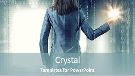  Presentation with hand holding earth - Presentation having businesswoman holding earth planet background and a seafoam green colored foreground