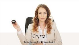  Presentation with eight - Amazing slides having businesswoman holding eight billiard ball backdrop and a soft green colored foreground