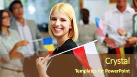  Presentation with poland - Amazing theme having businesswoman holding flag of poland backdrop and a tawny brown colored foreground