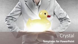  Presentation with hands holding - Colorful PPT theme enhanced with businesswoman-holding-in-hands-yellow backdrop and a gray colored foreground