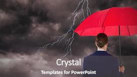  Presentation with red - Theme having businesswoman holding red umbrella background and a gray colored foreground
