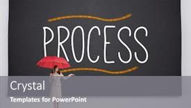  Presentation with process - Cool new slide set with businesswoman holding umbrella against the word process backdrop and a gray colored foreground
