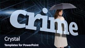  Presentation with crime - Amazing presentation theme having businesswoman holding umbrella behind the word crime against circuit board backdrop and a wine colored foreground