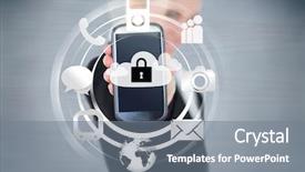  Presentation with smart phone apps - Audience pleasing PPT theme consisting of soil nail - seedlings of tomatoes in wooden backdrop and a yellow colored foreground