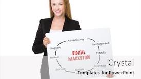  Presentation with digital - Presentation enhanced with businesswoman holding with a placard showing digital marketing concept background and a white colored foreground