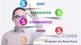  Presentation with organisation - Amazing PPT theme having businesswoman-in-5s-workplace-organisation backdrop and a sky blue colored foreground